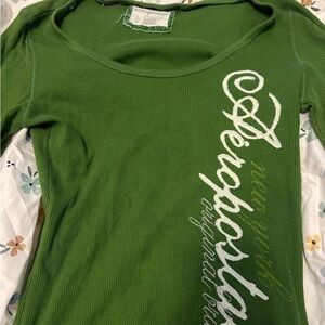 Aeropostale green y2k long sleeve tee size large NWOT